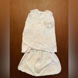 Halo Sleep Sack Swaddle - White with Elephants - Newborn